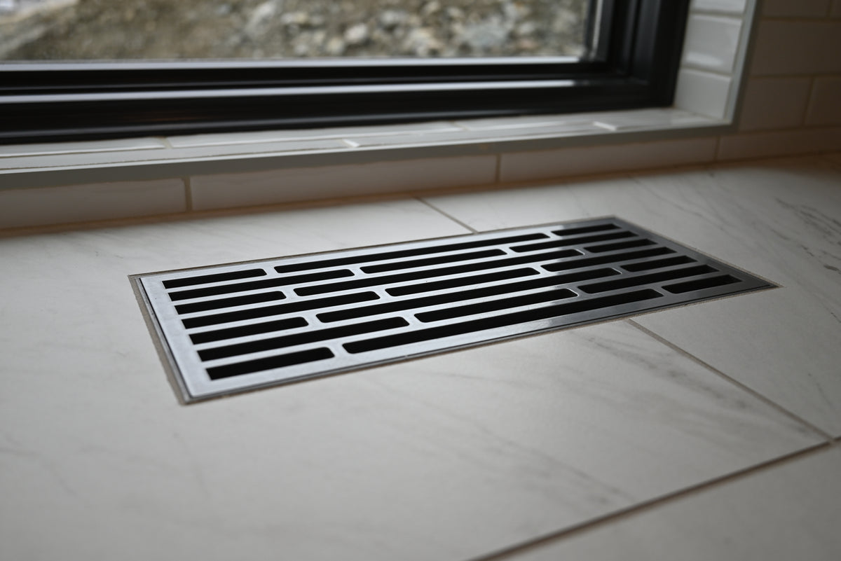 Straight - Gloss Silver - Tile Flush Mount Vent
